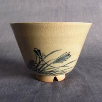 森香州？ 虫明焼 茶盌 抹茶碗 抹茶茶碗 茶道具 茶器 食器 在銘 鉄絵 切高台 森香州？ 虫明焼 茶盌 抹茶碗 抹茶茶碗 茶道具 茶器 食器 在銘